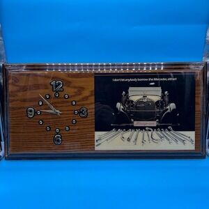 Vintage SNAP-ON TOOL Mercedes Benz Wood Wall Clock Jebco 1980s Shop Not Working